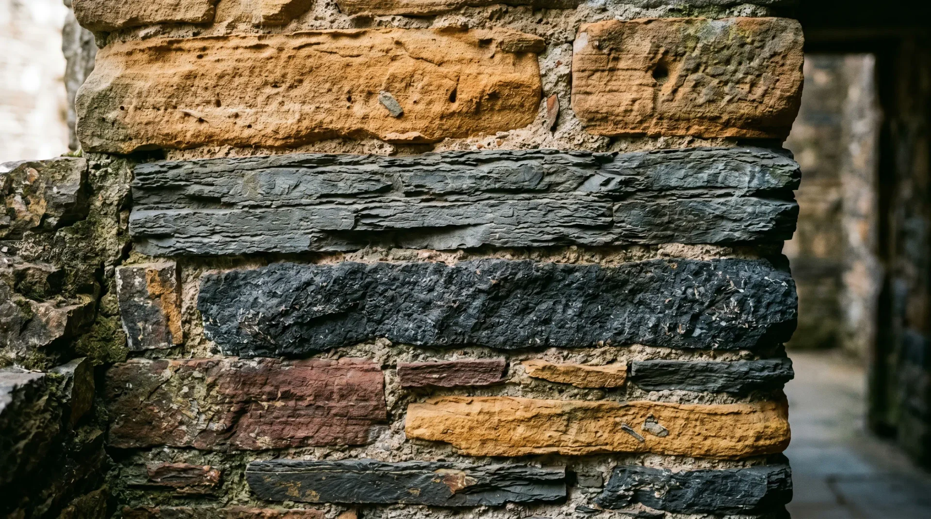 A stone wall built over centuries, each layer from a different era.